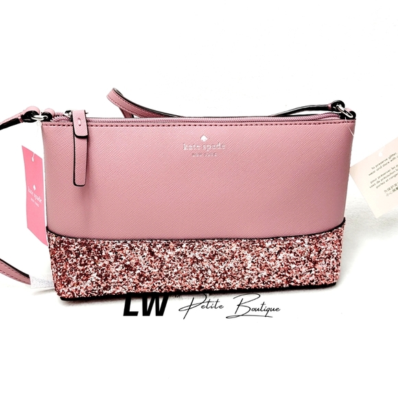 Kate Spade Greta Court Ramey Crossbody Pink Glitter Bag - Picture 4 of 8